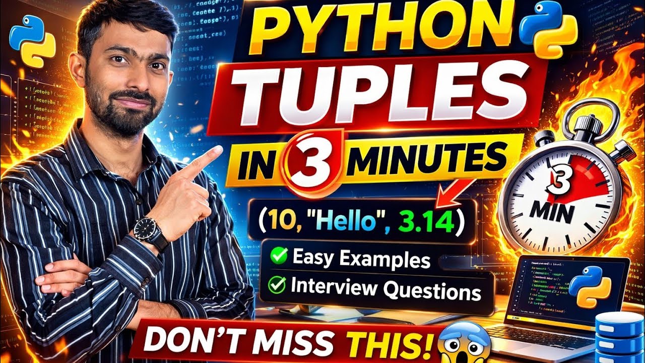 Python tutorial for beginners | Python Tuples Explained in 3 Minutes! 🔥#PythonProgramming