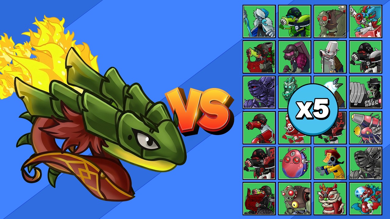 DRAGÓN DE BAMBÚ vs TODOS LOS ZOMBIS X5 | PvZ Fusion