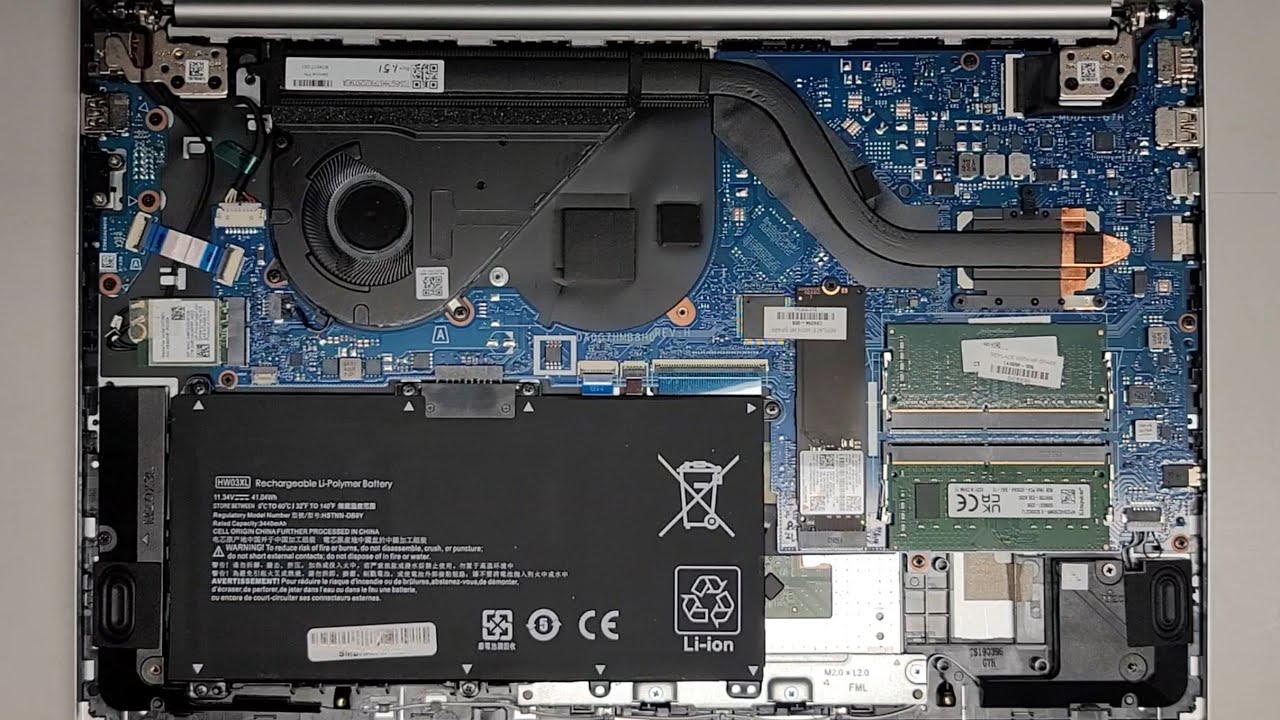 Разборка ноутбука HP Pavilion 15-eg1053cl, замена оперативной памяти, SSD, аккумулятора, разъема ...