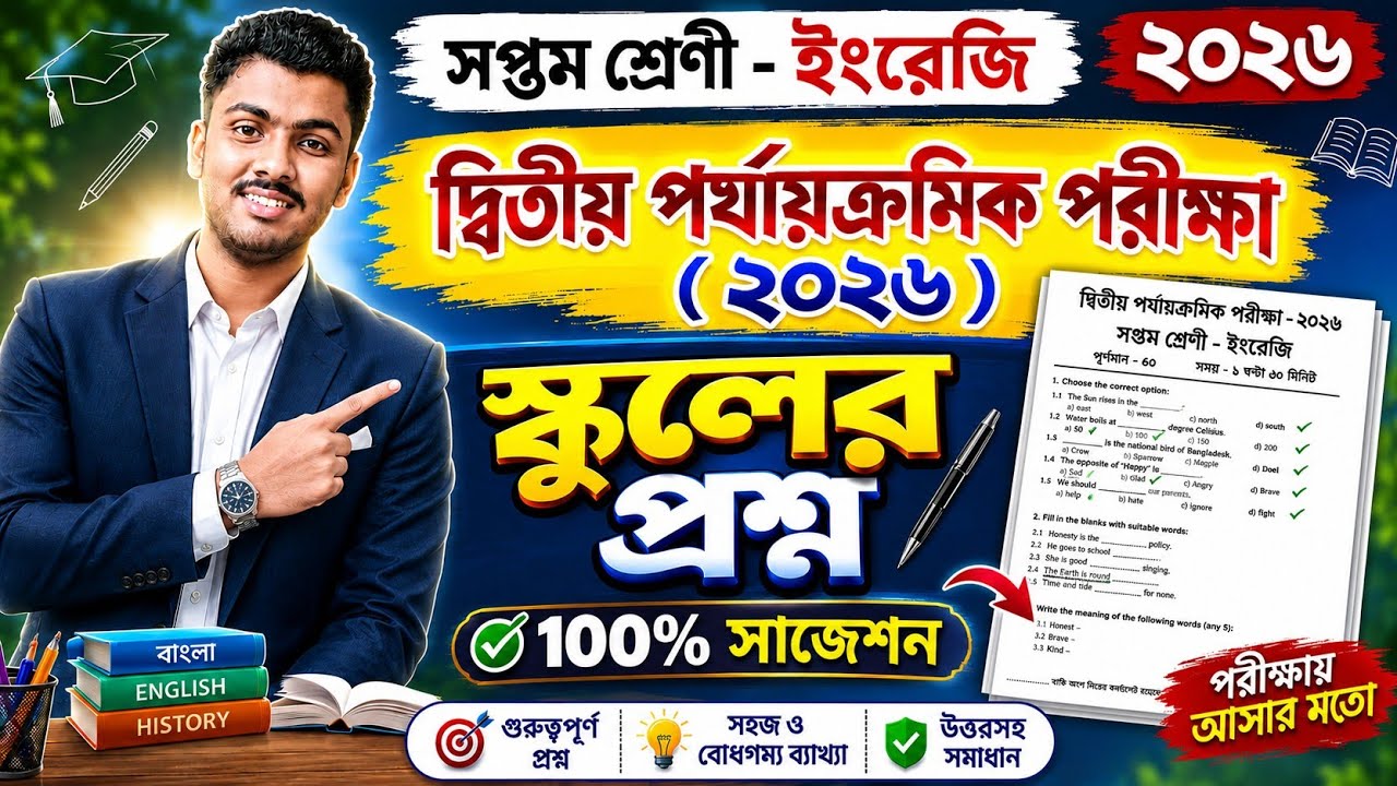 Class 7 English 2nd Unit Test Question Paper 2026 // Class 7 English 2nd Unit Test Suggestion 2026