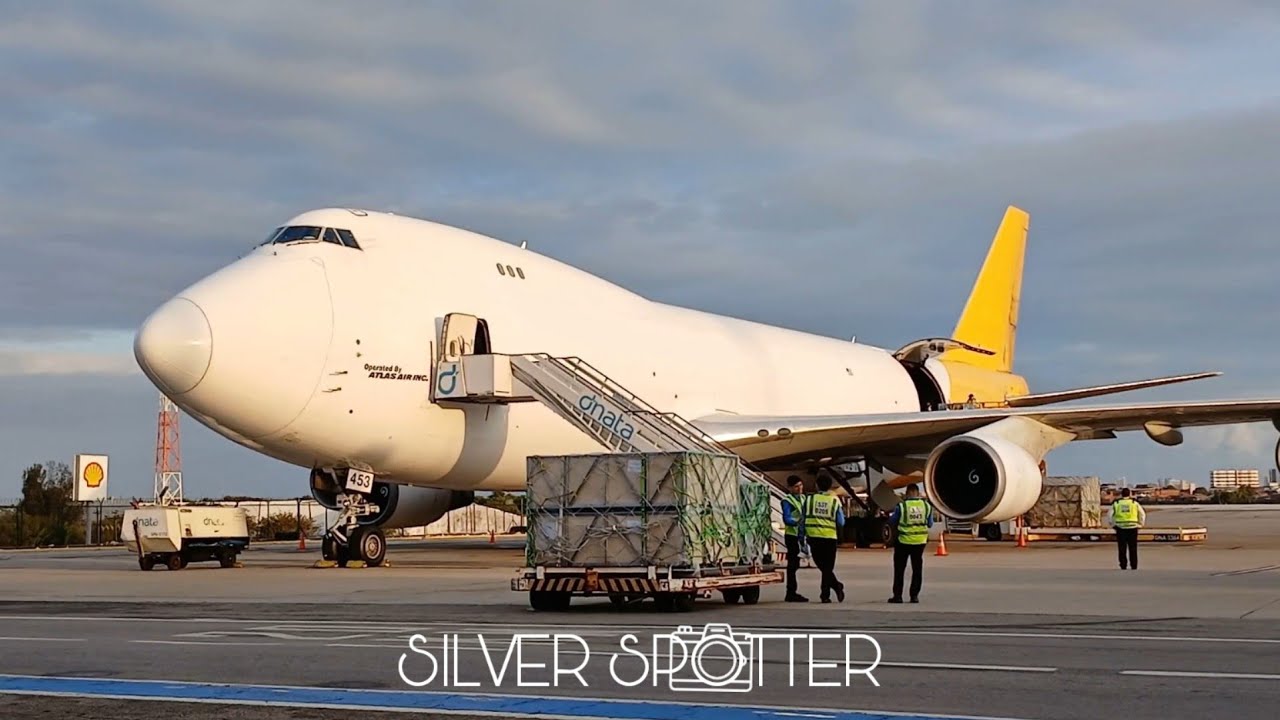 POUSO E DECOLAGEM - BOEING 747-400F ATLAS AIR EM FORTALEZA (SPOTTING RARO FOR/SBFZ)