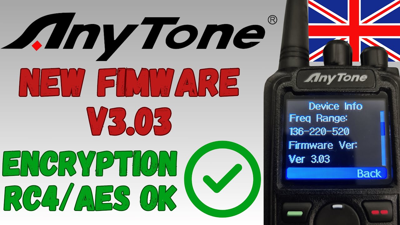 🇺🇸 🇬🇧 AnyTone AT-D878UVII Plus - New firmware 3.03 - RC4 and AES encryption issue FIXED !