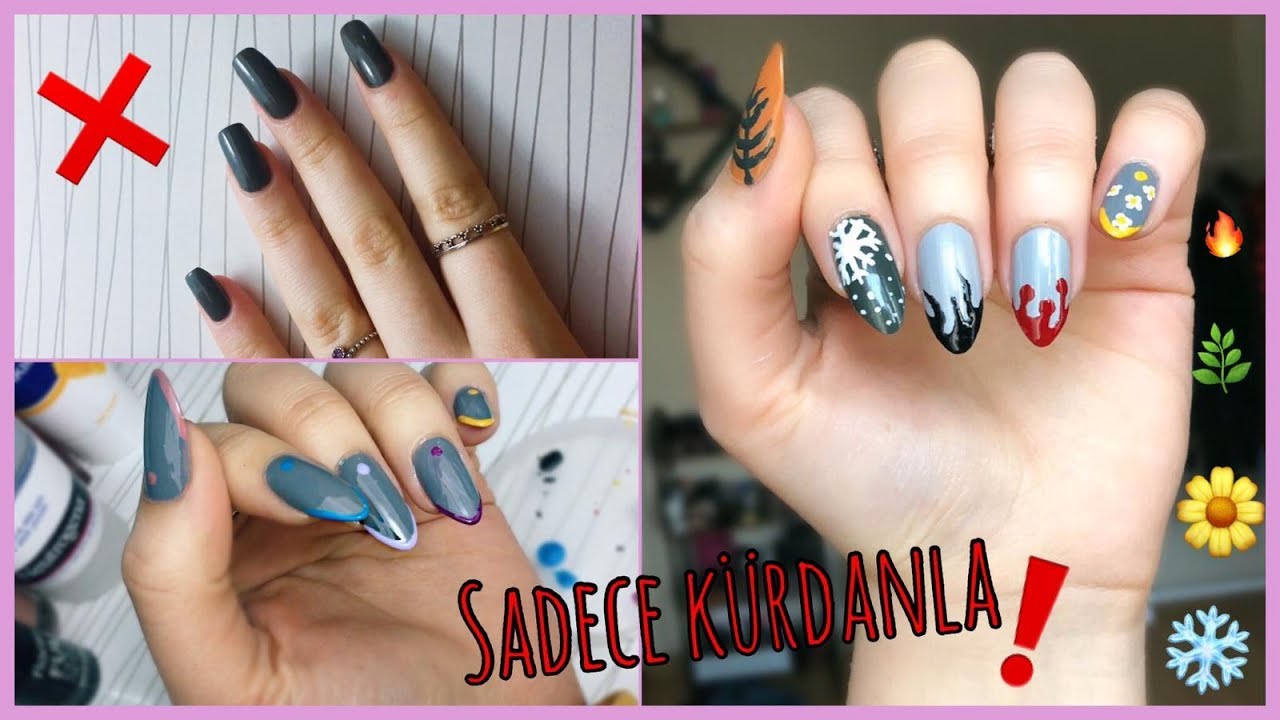 Badem Tırnak Nasıl Yapılır ? |Kürdanla Kolay Nail Art + Renkli French + Uzun Tırnaklar