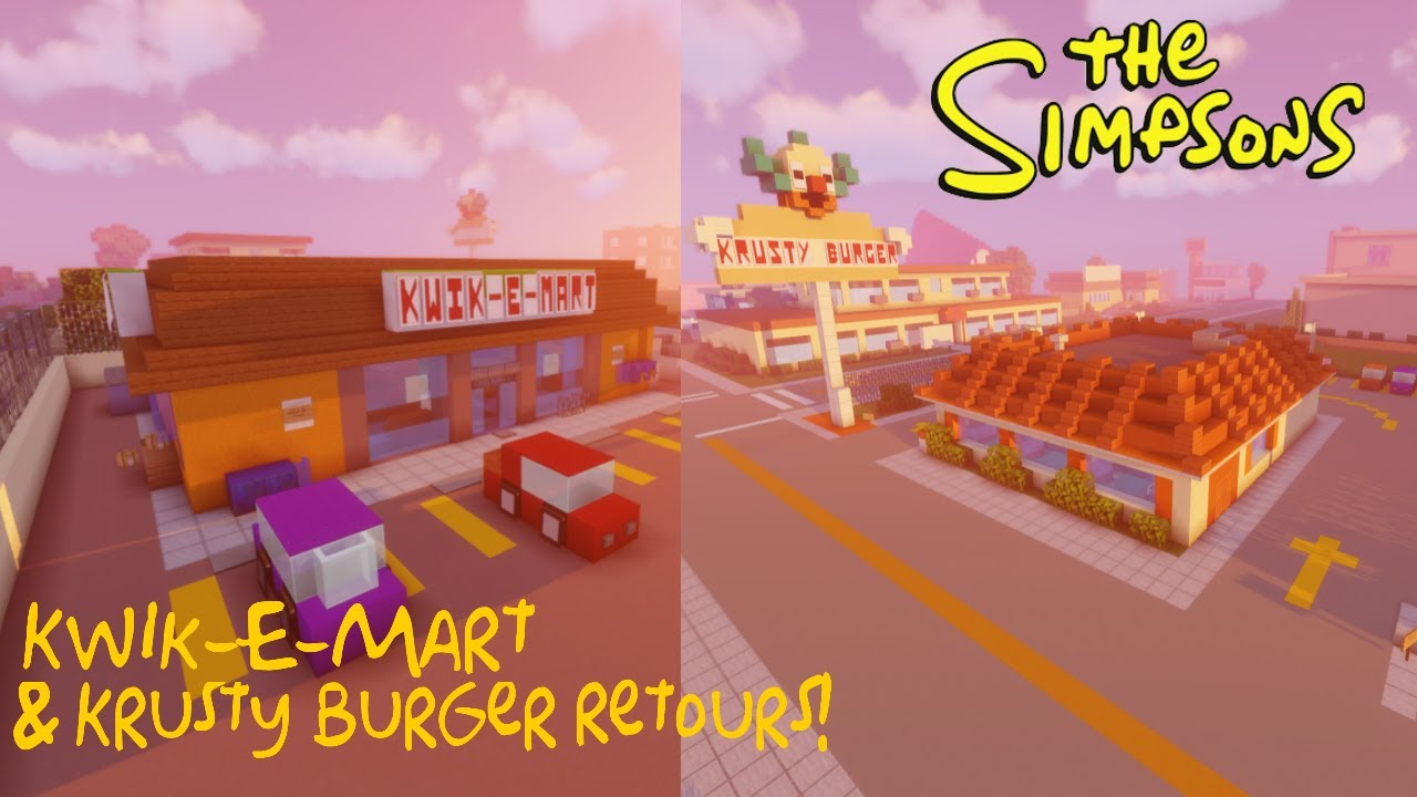 Minecraft Springfield: Kwik-E-Mart and Krusty Burger Retours!