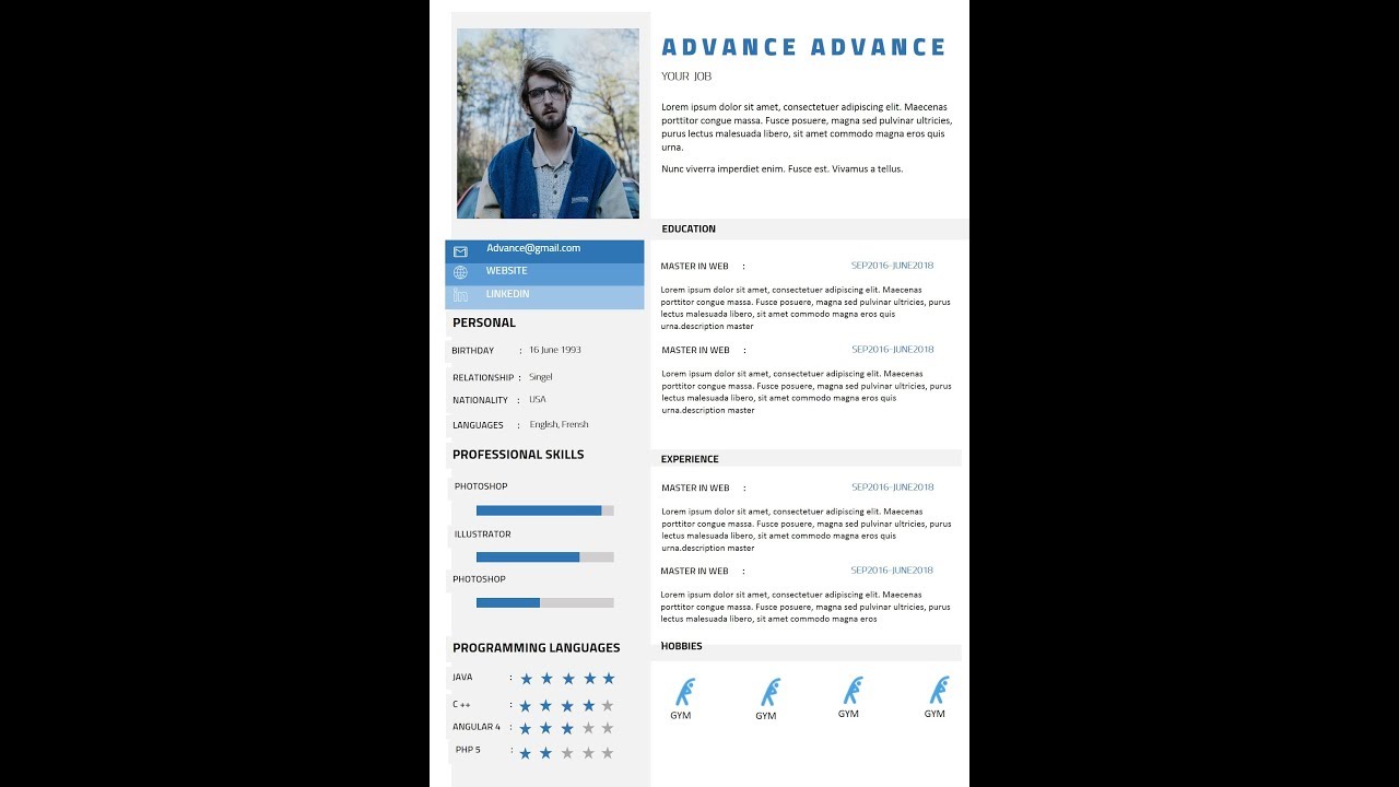 How to make a resume  CV with Ms Word free DOC+PDF Advanced cv