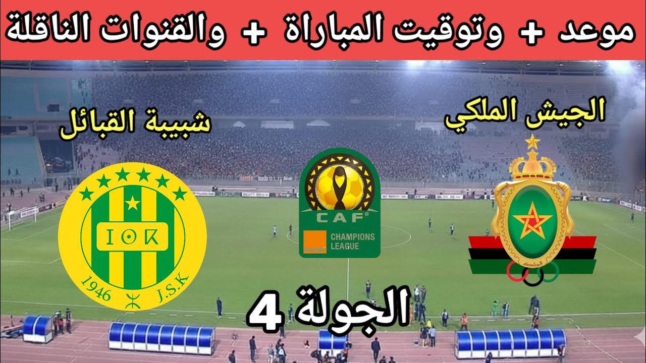 موعد مباراة الجيش الملكي المغربي ضد شبيبة الجزائر  دوري أبطال أفريقيا