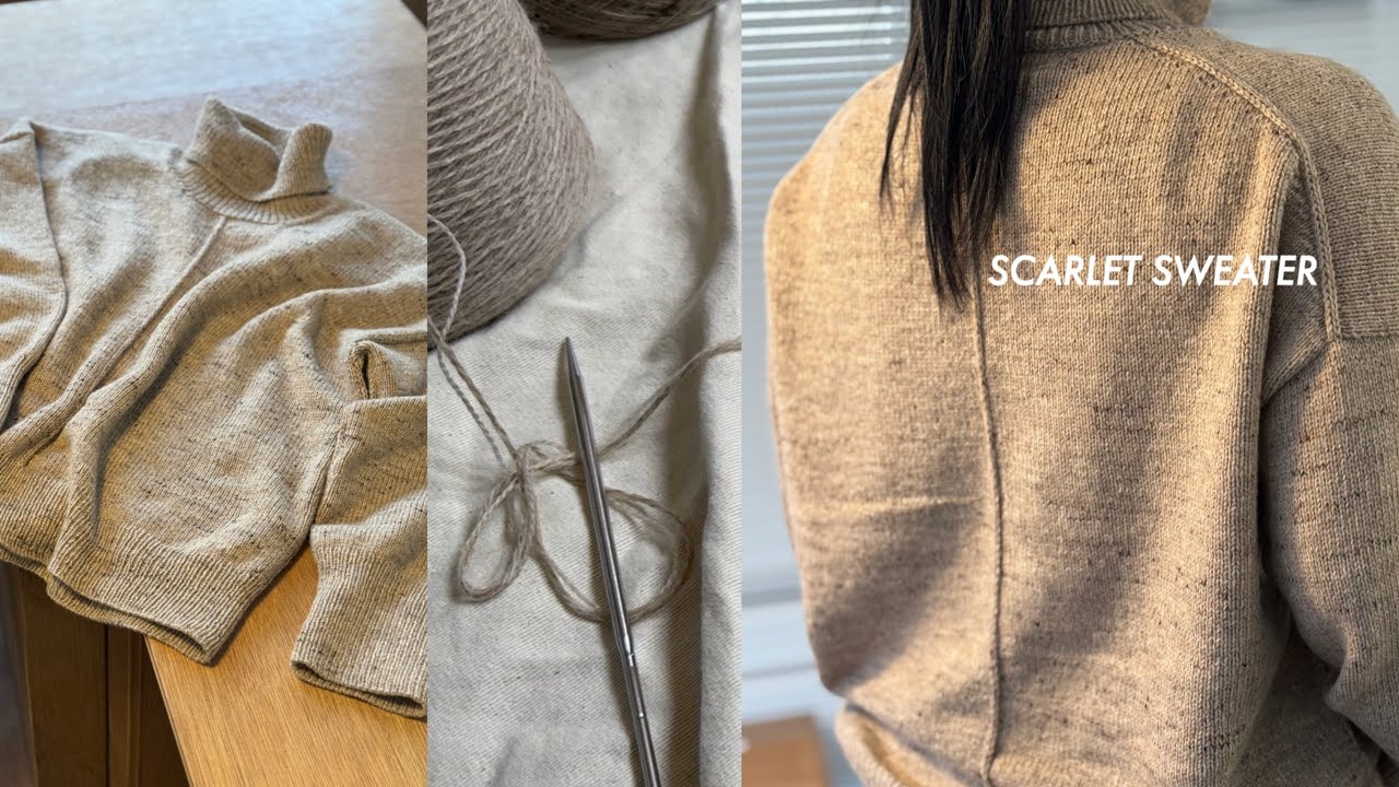 뜨개로그ㅣ 총 고무단 52cm😡 ㅣ 스칼렛스웨터 SCARLET SWEATER ㅣ knitting vlog (sub)