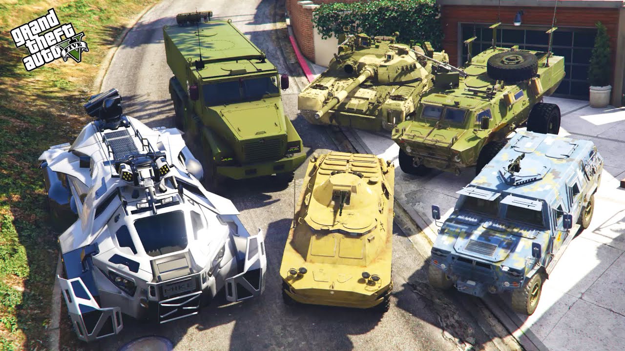 GTA V - Stealing Military Vehicles with Franklin! (Real Life Cars #34)