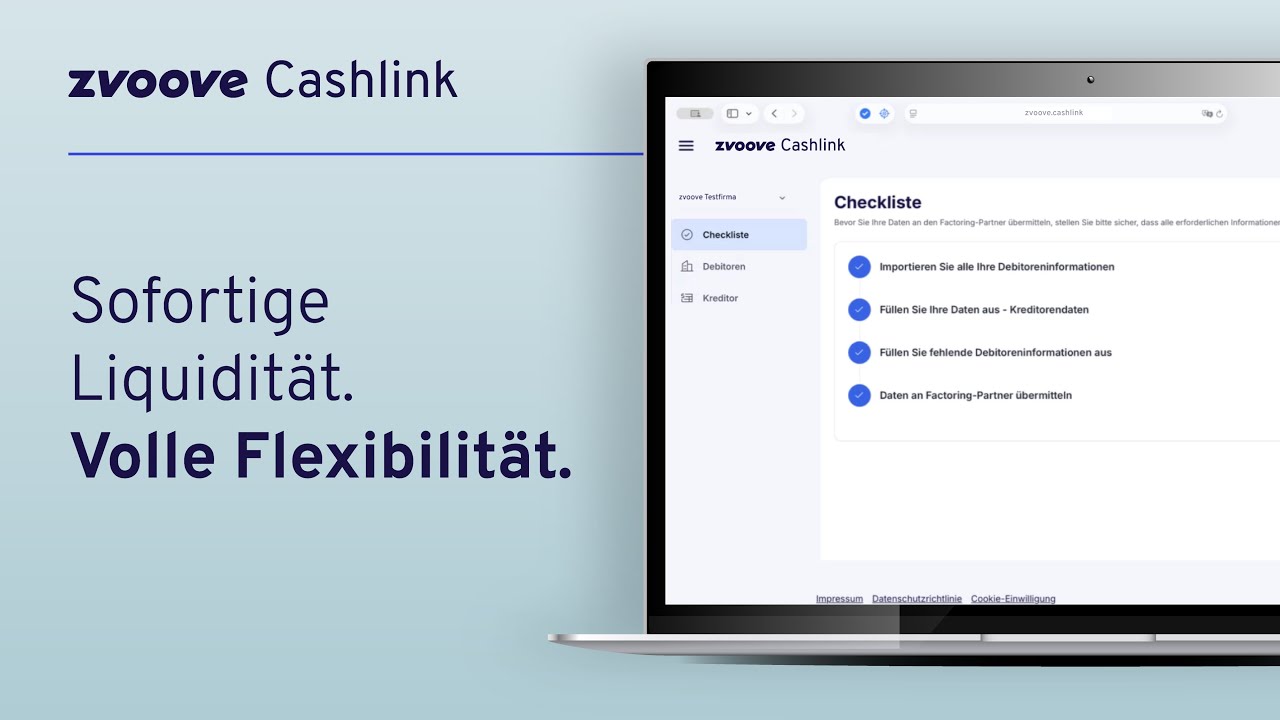 Sofortige Liquidit&auml;t aus offenen Rechnungen | Factoring mit zvoove CashLink