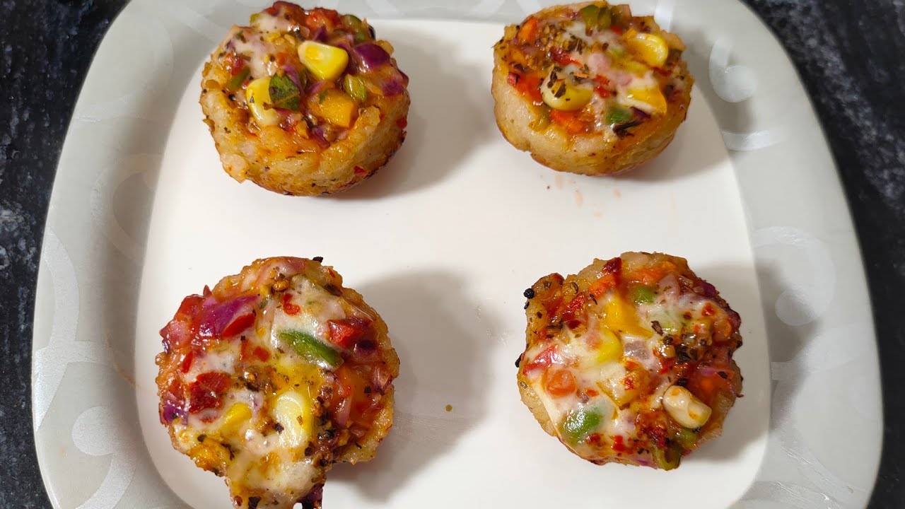 बिना मैदा की Pizza Katori 😍 Poha Pizza Cup | Kids Tiffin Box & Party Snack Recipe  Poha Pizza Katori
