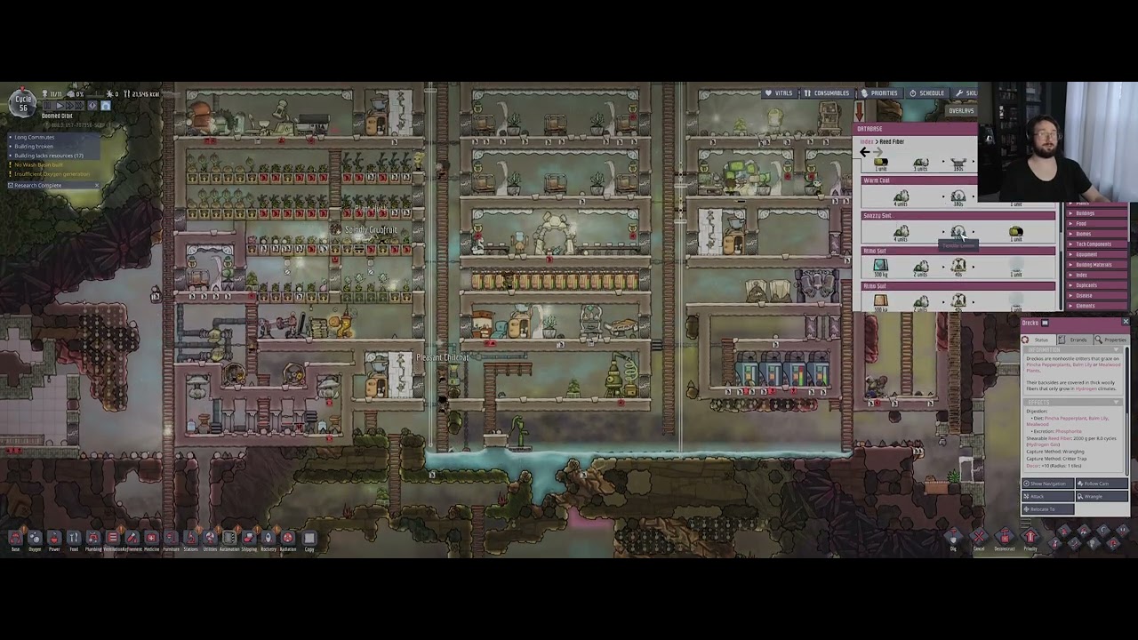 Oxygen Not Included DLC Scramble: Our Colony Is A Labyrinth Of Wrongness! It's Flox Fur Is Wood!