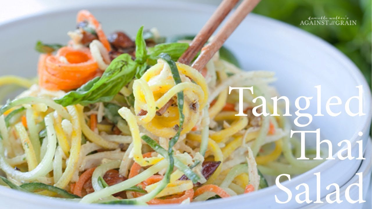 Tangled Thai Salad with Spiralized Noodles (Best Spiralized Noodle Recipe) | Danielle Walker