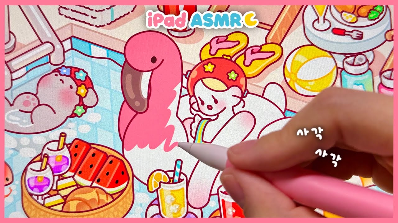 Давайте отправимся в отпуск с одним рисунком ASMR 🐬 Крутой арбуз 🍉 Рисунок Tok Tok на iPad ✏️