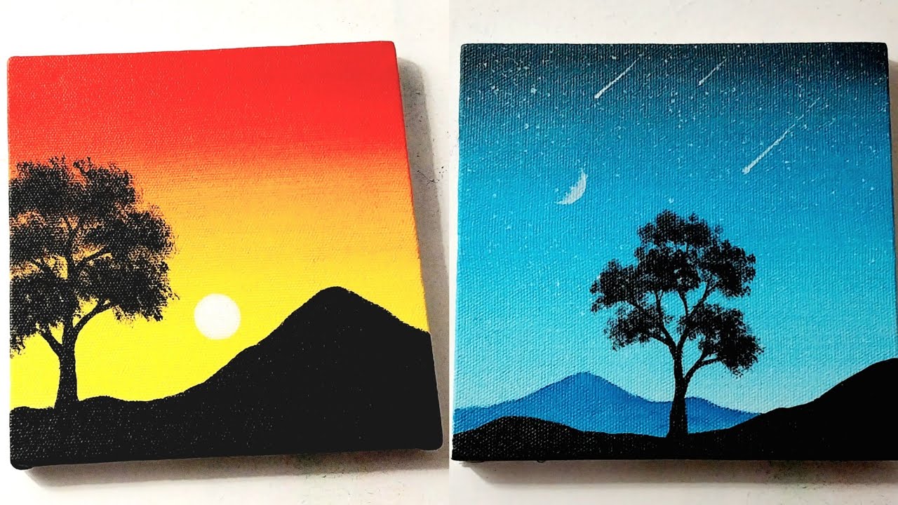 Dua Tutorial Lukisan Kanvas Mudah Untuk Pemula Ukuran 20x20 cm