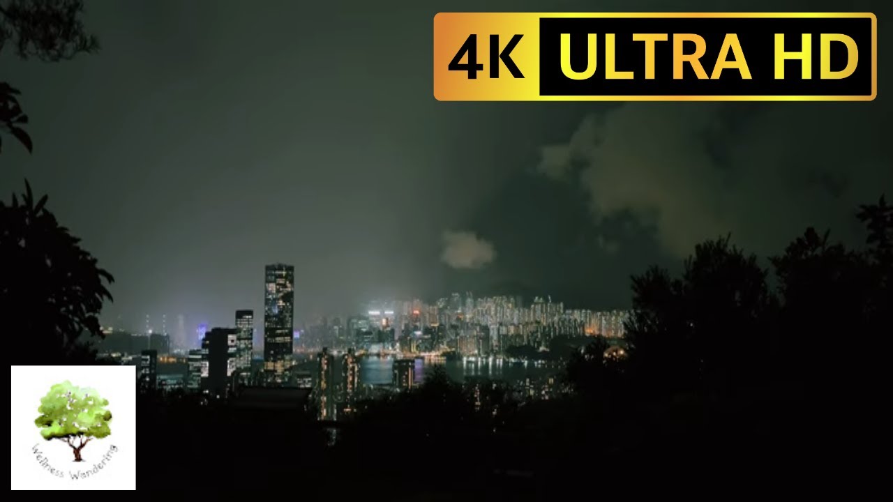 Stormy Night Over Victoria Harbor from Mount Butler | Relaxing 4K HDR Nature Video for Stress Relief