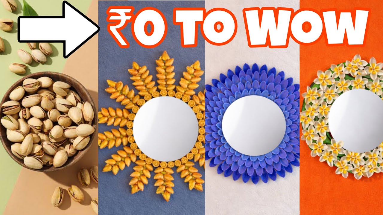 Don’t Throw Pista Shells! | 3 Stunning DIY Mirror Ideas | Waste to Best Home Decor 
