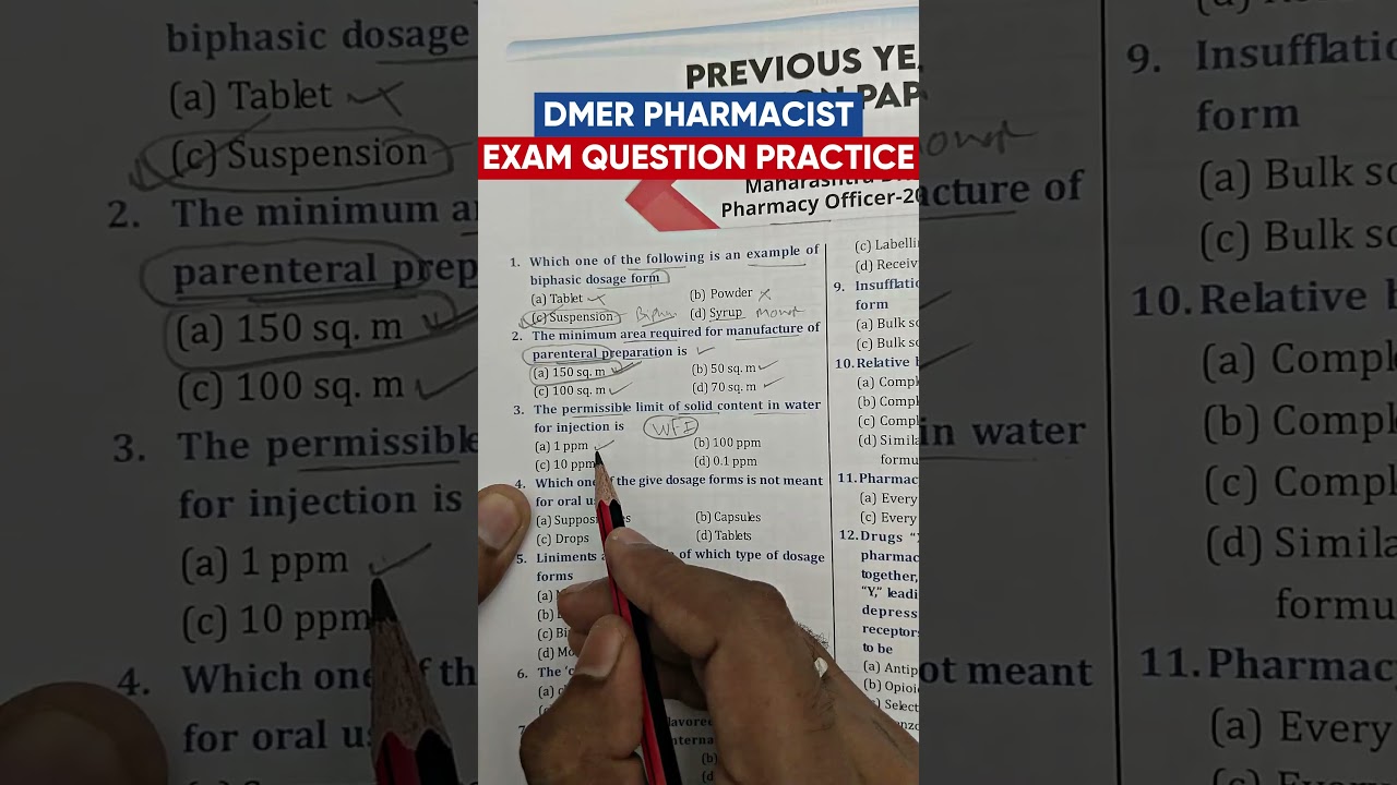 DMER PHARMACIST MCQ QUESTIONS 🎯DMER PHARMACIST EXAM| DMER MCQ QUESTIONS #dmer_pharmacist #pharmacist