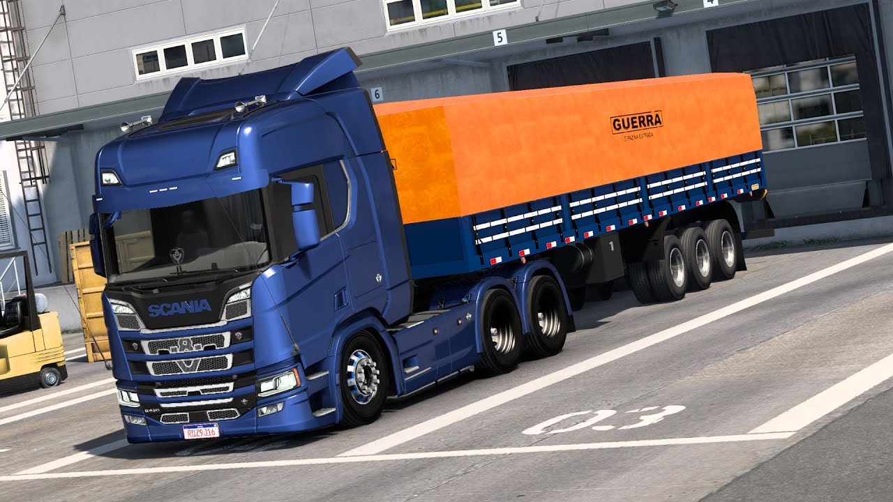 SCANIA V8 + GRANEL 3 EIXOS GUERA - #eurotrucksimulator2 #game