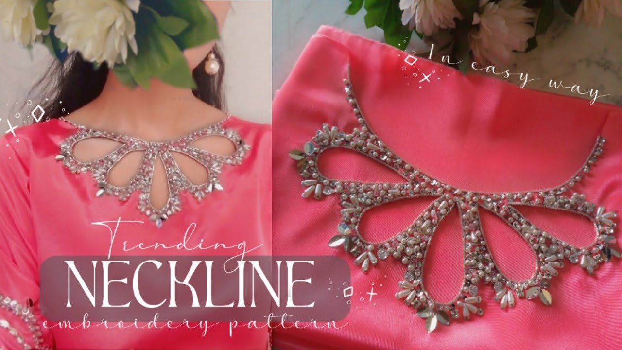 Trending neckline beads embroidery design 🤍beads work