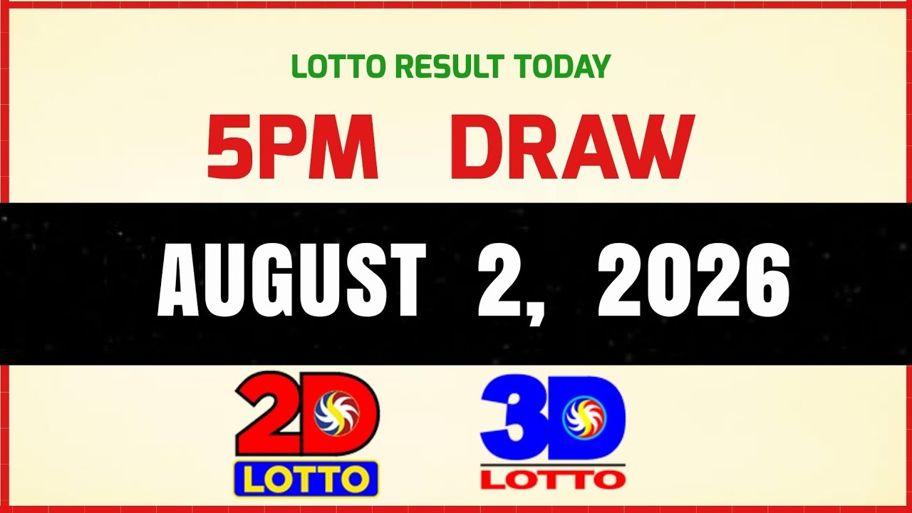 Lotto Result Today 5pm Draw August 2, 2026 PCSO Swertres Ez2