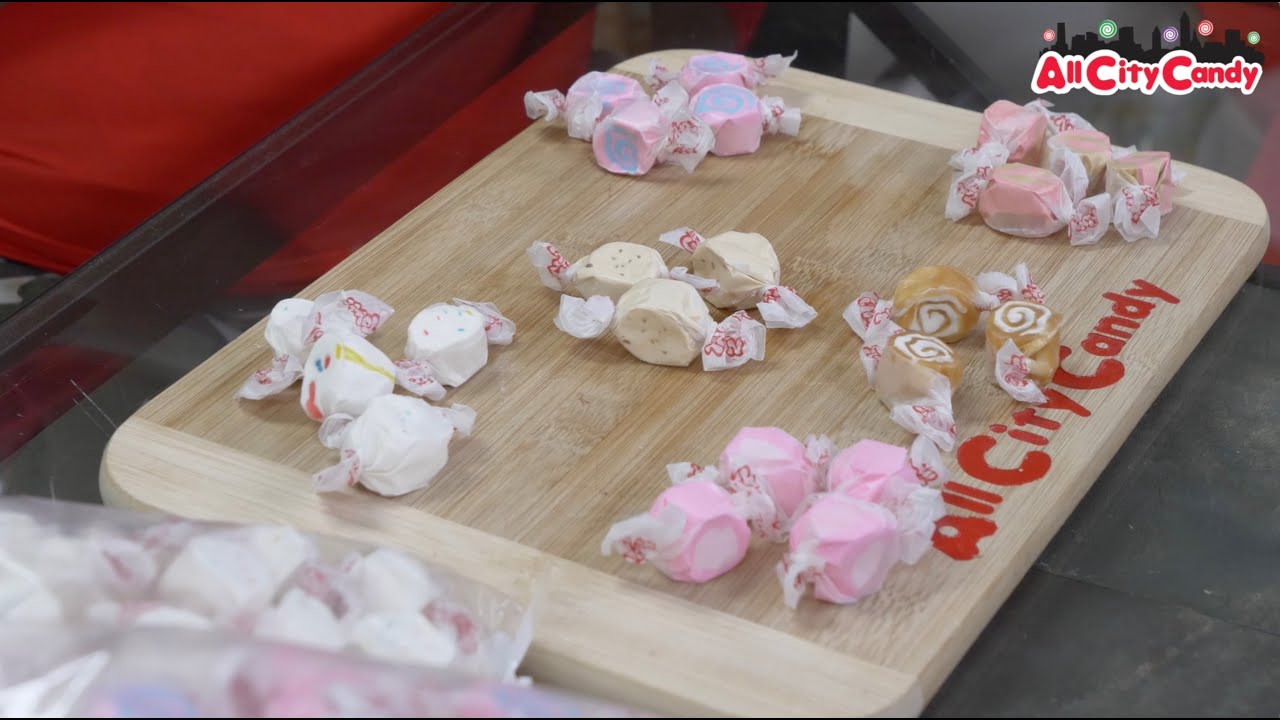 Maple Bacon Taffy?! New Taffy Town Saltwater Taffy Flavors Taste Test - All City Candy Unwrapped