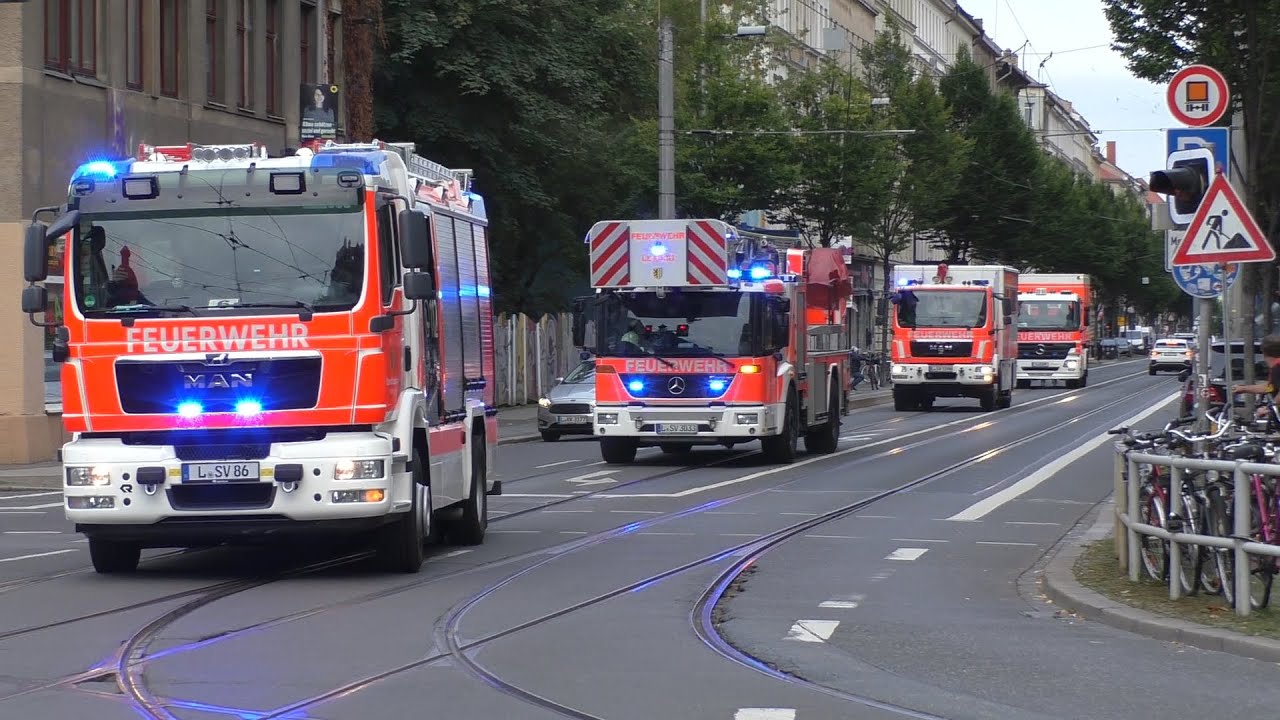 [Großübung Gefahrgutaustritt] Einsatzfahrten Feuerwehr Leipzig+ Katastrophenschutz