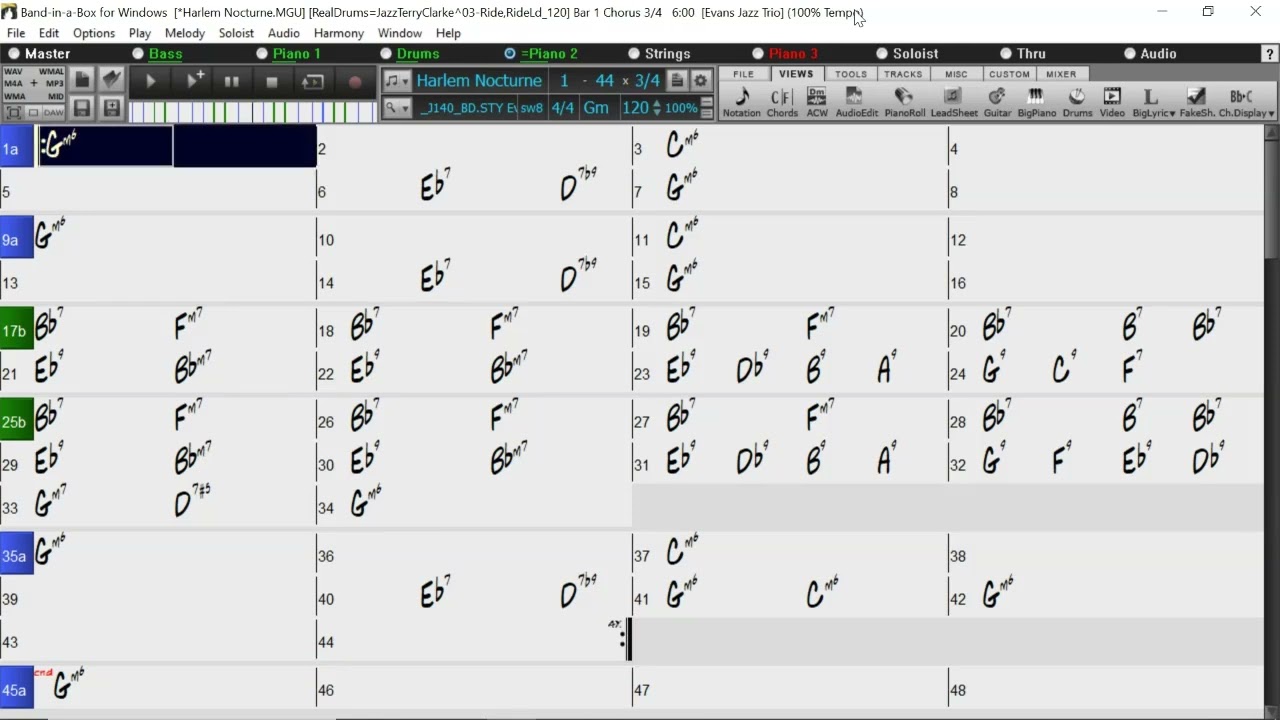 BACKING TRACK - HARLEM NOCTURNE (G minor) 120 BPM SWING