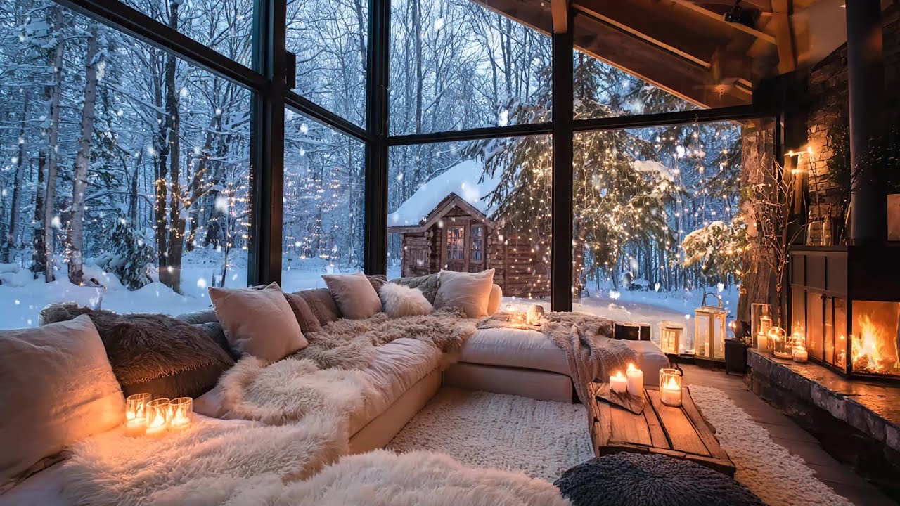 Soothing Winter Piano Music Combined with the Gentle Warmth of a Cracking Fireplace