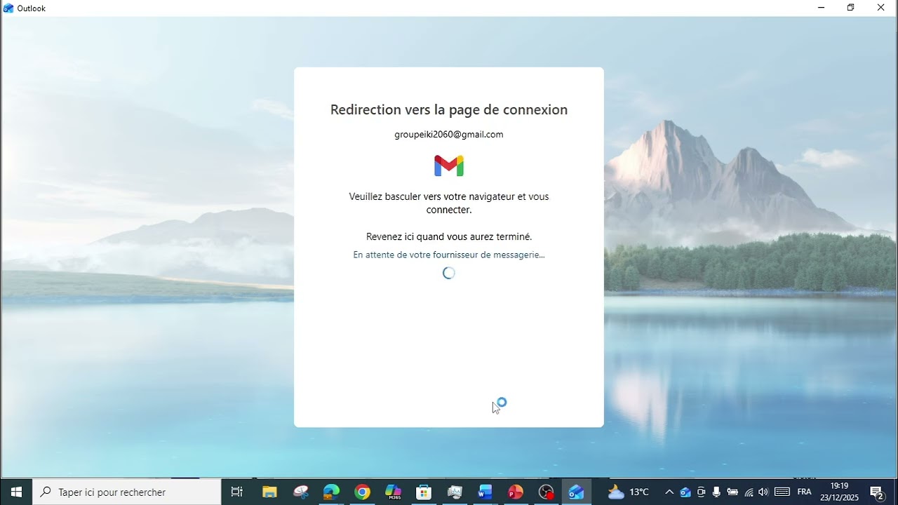 Ouvrir Gmail dans le logiciel OUTLOOK