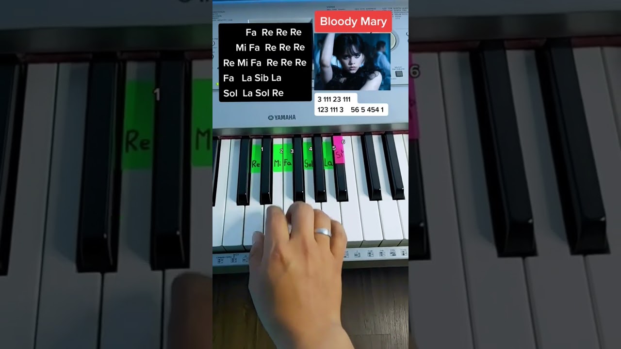 Bloody Mary - Wednesday Addams // Lady Gaga - (PIANO TUTORIAL) EASY Piano F&aacute;cil Con N&uacute;meros
