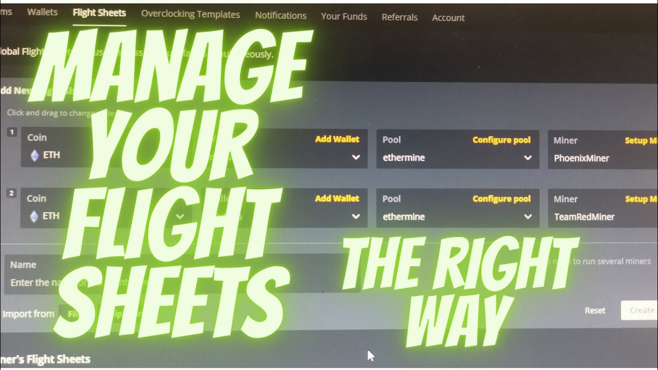 HiveOS Flight sheet, managing 1 rig