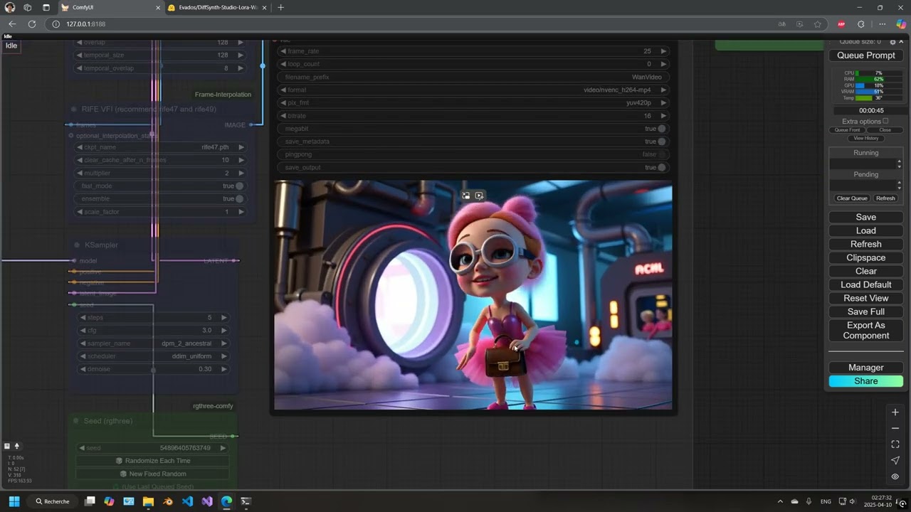 DG Wan 2.1 - I2V - Model v1.3b Fun Inp + Custom Node WanBeginEndImageToVideo - 2 images + 2 prompts.