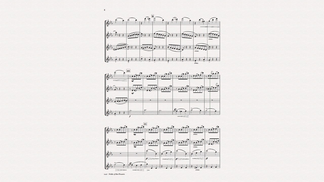 Nutcracker Waltz of the Flowers Flute Quartet Christmas Sheet Music