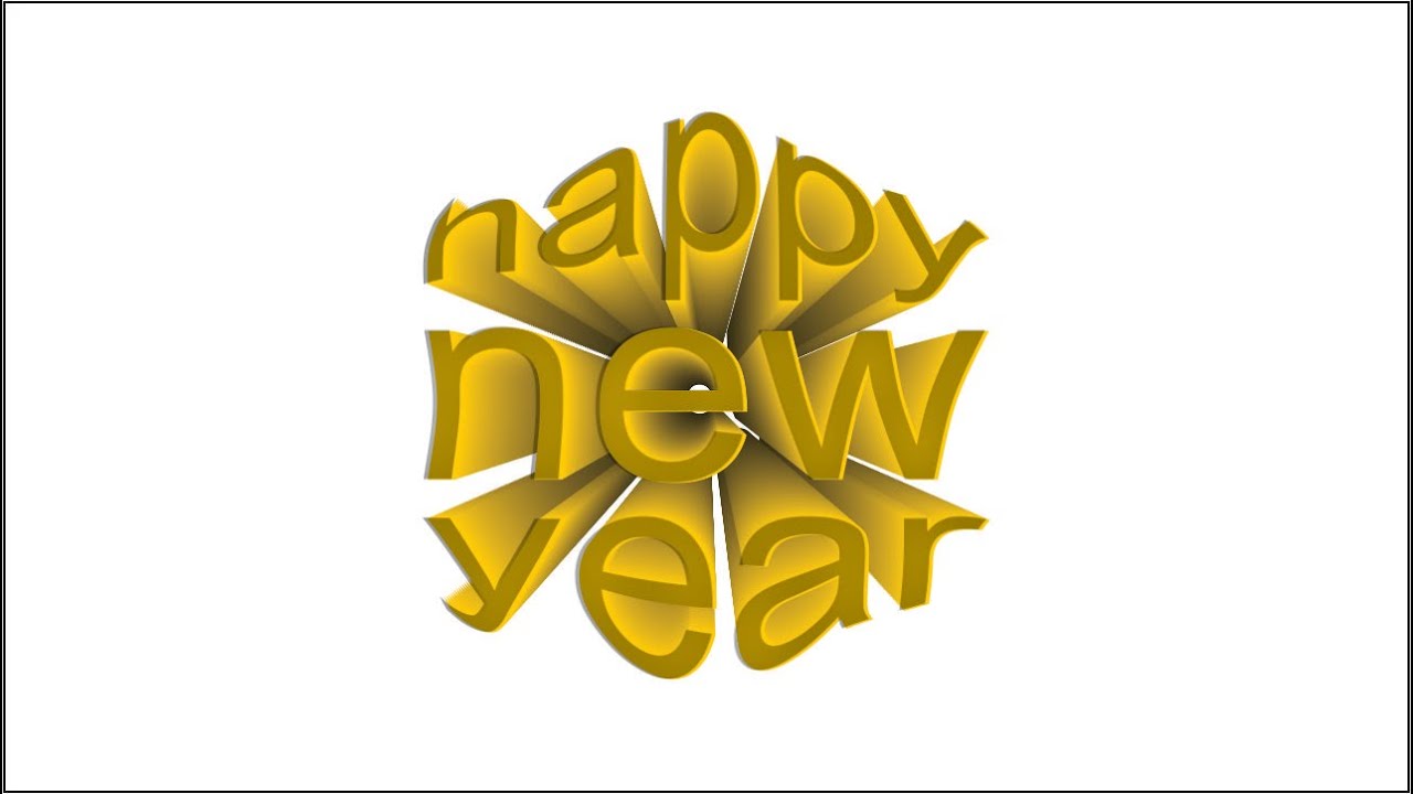 Happy New year logo, Corel Draw Tutorial Digital Yellow