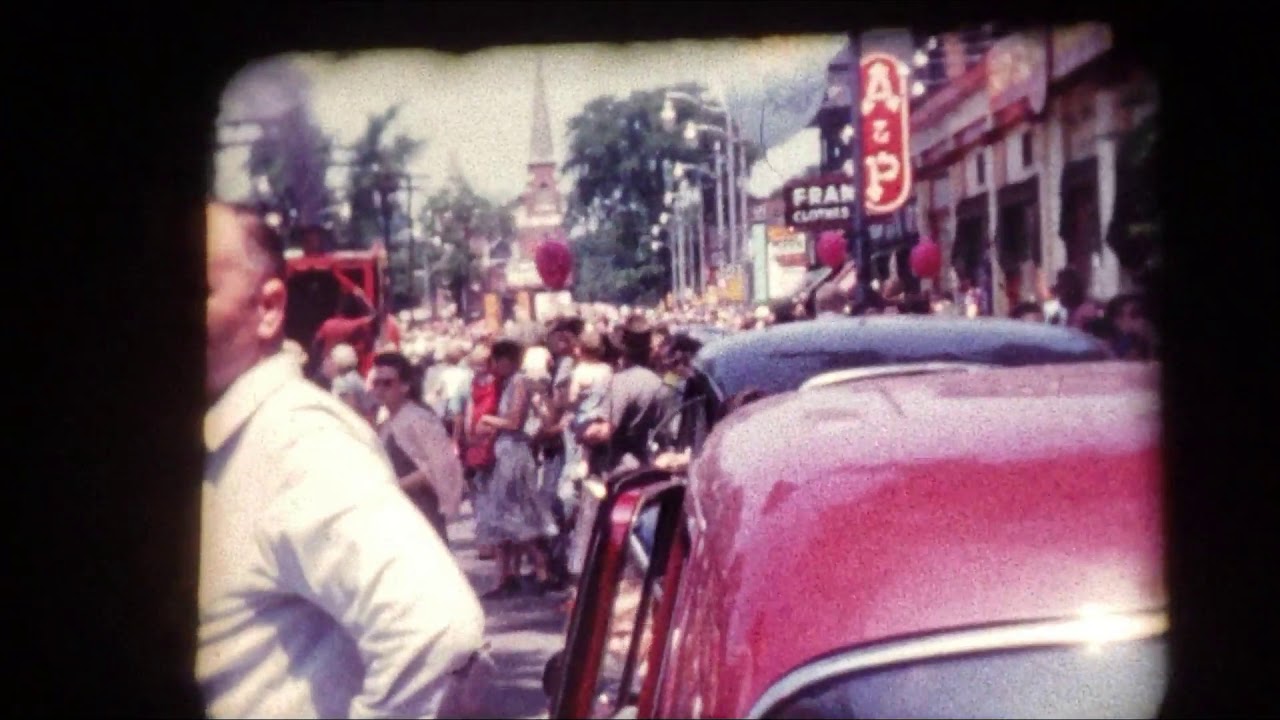 Elmira 1958 Main Street Barnum & Bailey Circus Parade & Businesses. Original Filmed by Dick Curns