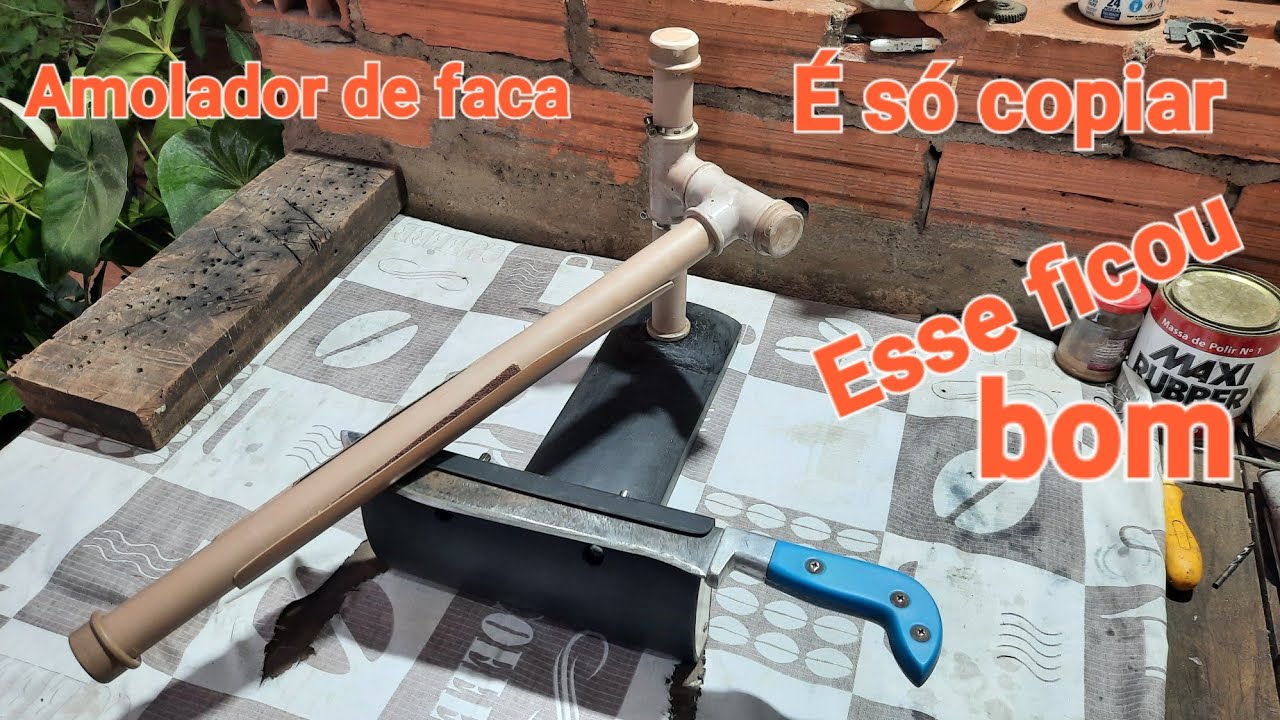 Amolador de Faca feito de pvc, esse ficou bom