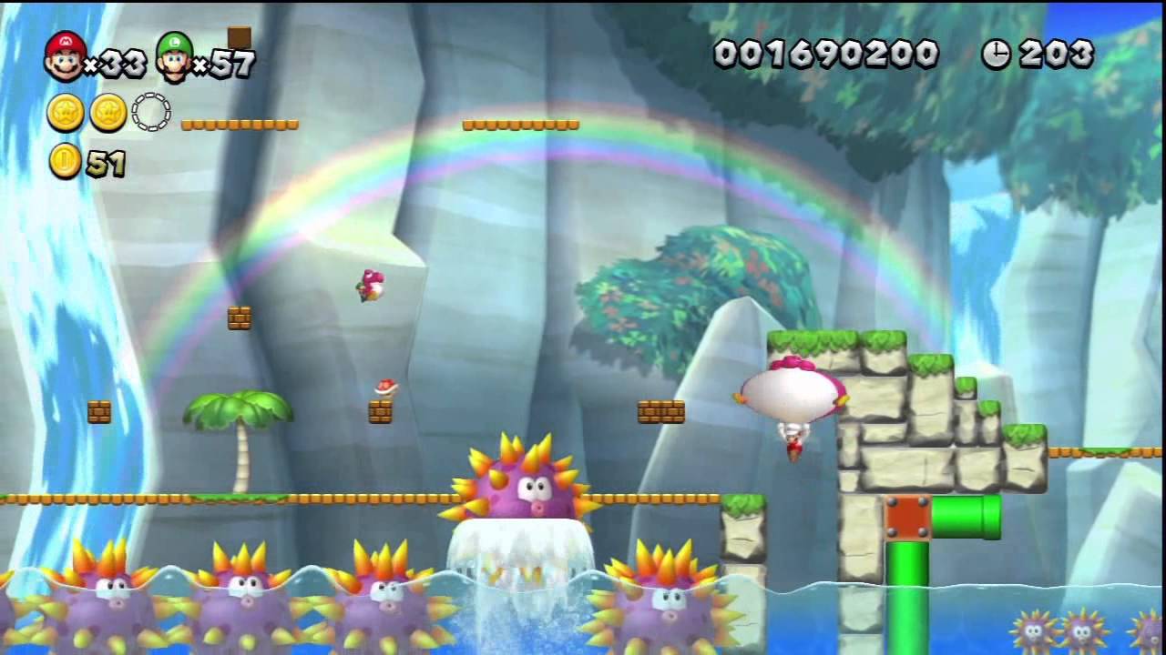 New Super Mario Bros. U - Mer Mentalo - 3-4 : Bassin aux Oursins