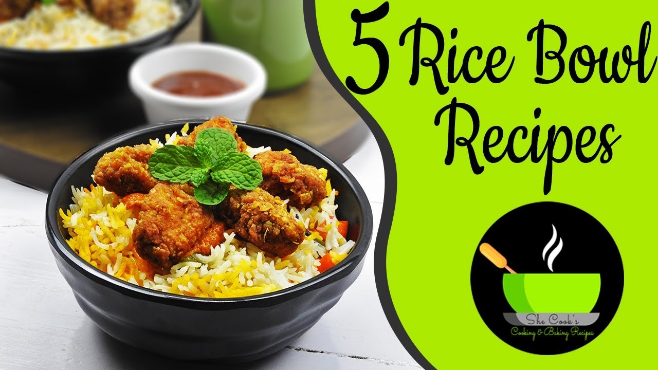 5 Rice Bowl Recipes | KFC Chicken Rice Bowl | Quick Indian Lunch & Dinner Recipes | Lunch box Ideas