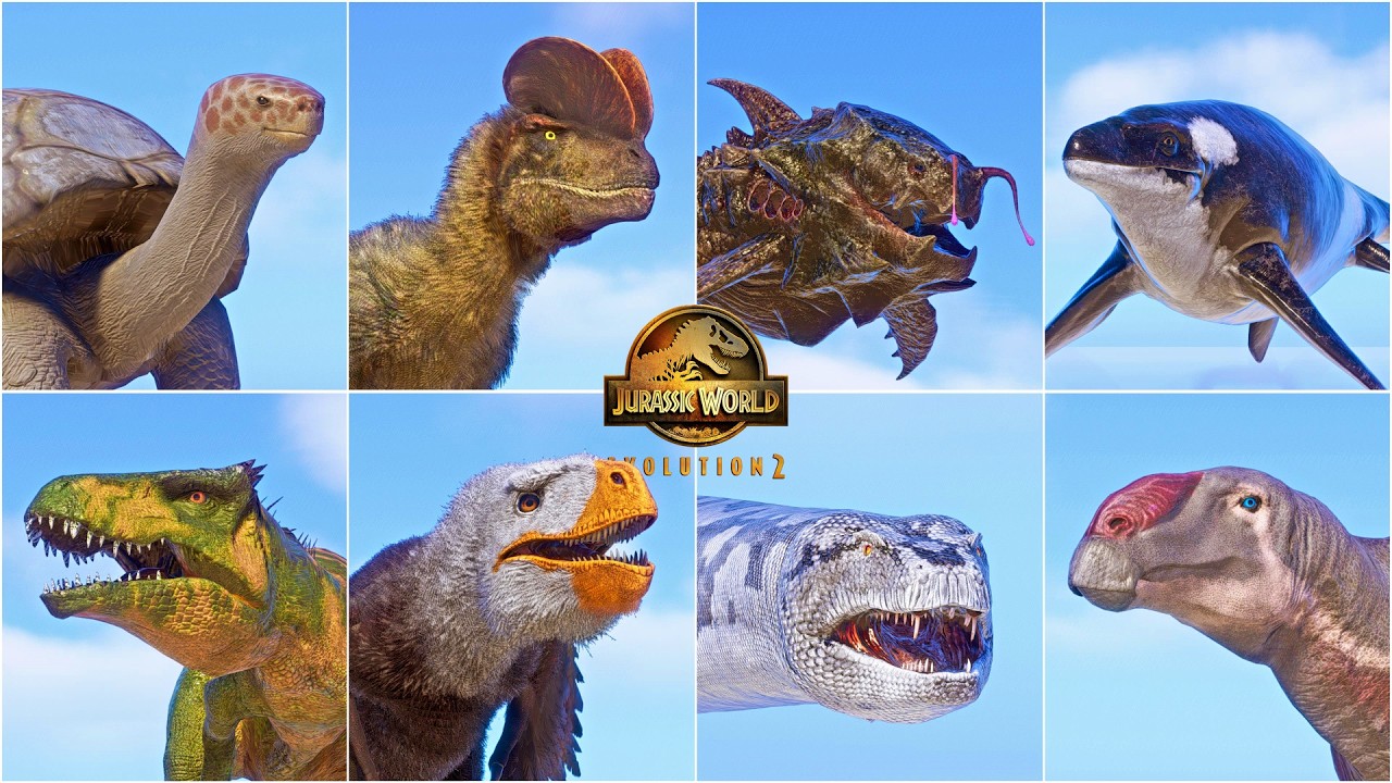 ALL NEW 49 MODDED DINOSAURS & REPTILES IN JURASSIC WORLD EVOLUTION 2