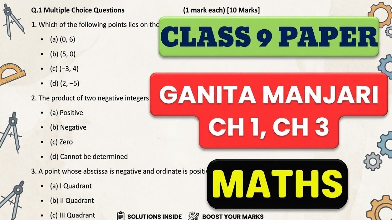 Class 9 Maths Sample Paper PT 1 Ganita Manjari | Coordinate and World of Numbers Important Questions