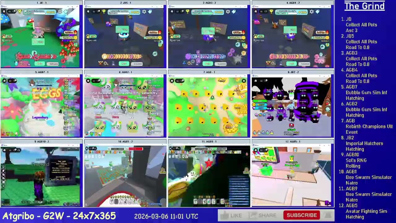 Ep. 1255 - Grinding 12 Alts on Roblox (IH, BGSI, RCU, AFS, SR, BSS, CAP)