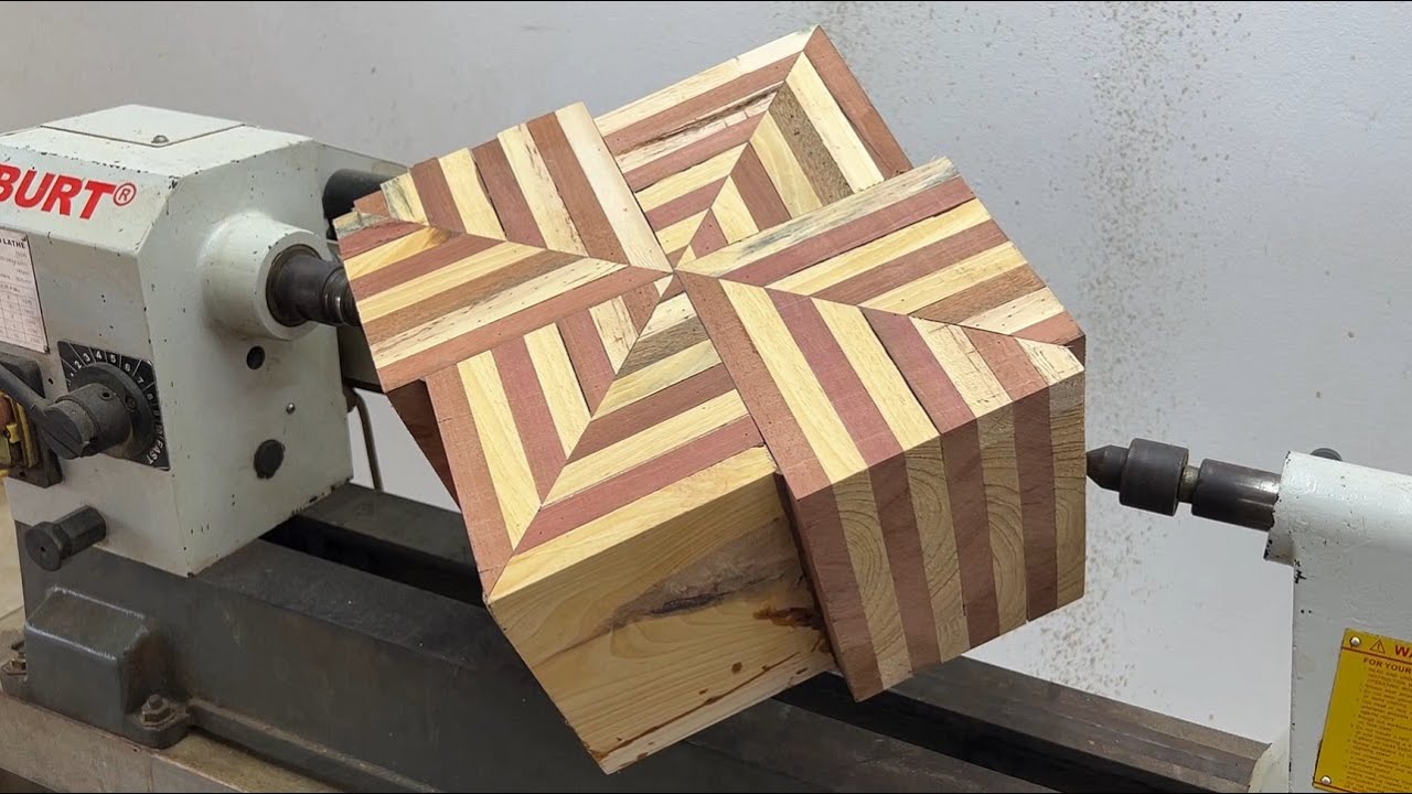 Amazing Woodturning Crazy - A Work Of Art Wonderfully Patched Together Patchwork On A Lathe