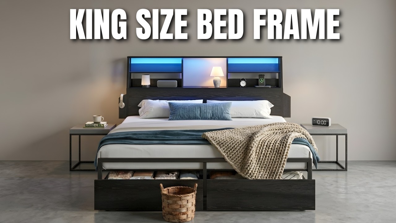 Умная кровать размера &laquo;кинг-сайз&raquo; | Светодиодная подсветка + Место для хранения + Зарядная станци...