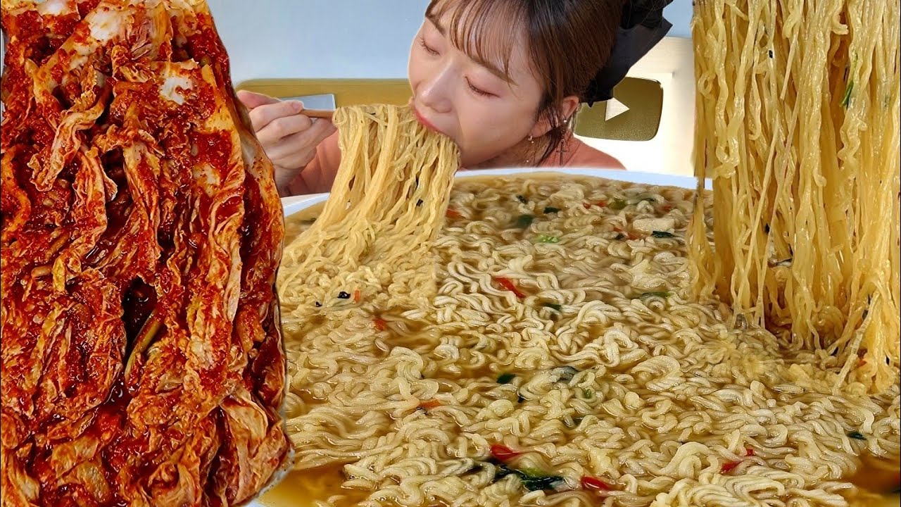 АСМР Рамен Кимчи 👍🏻 МУКБАНГ | Картофельный рамэн, поздняя закуска