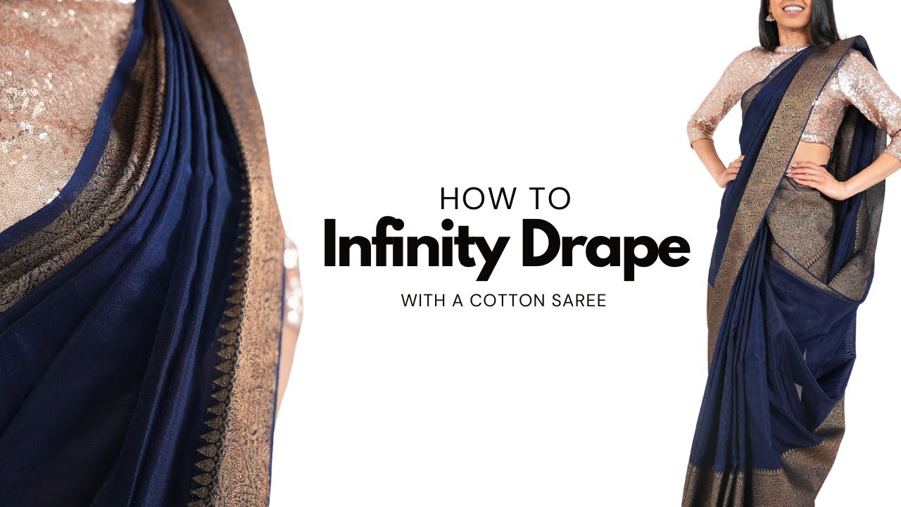Infinity Drape in a Cotton Saree | lakshmi saree draping | Different Styles of Saree | Tia Bhuva