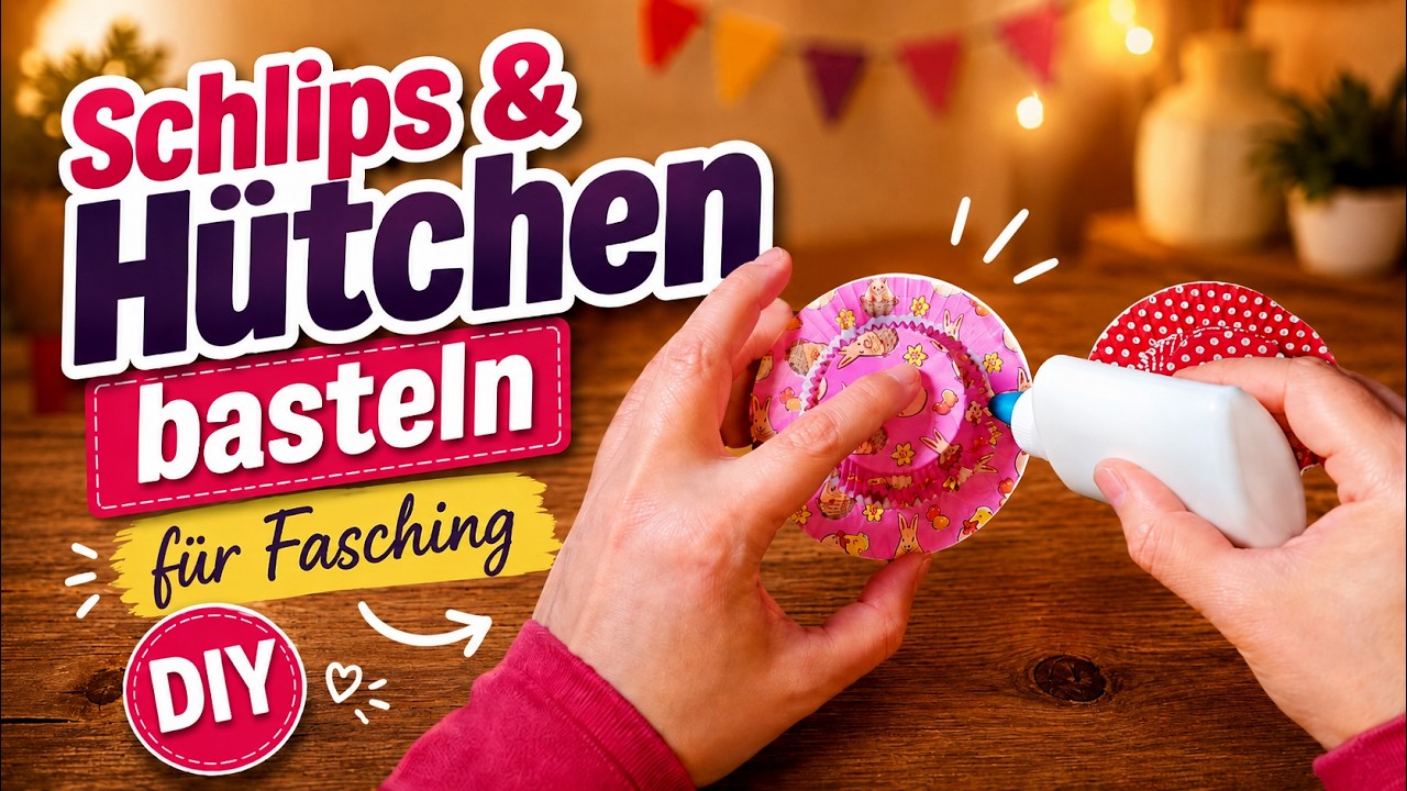 Schlips und Hütchen basteln aus Muffin Förmchen | Faschingsdeko / Karneval