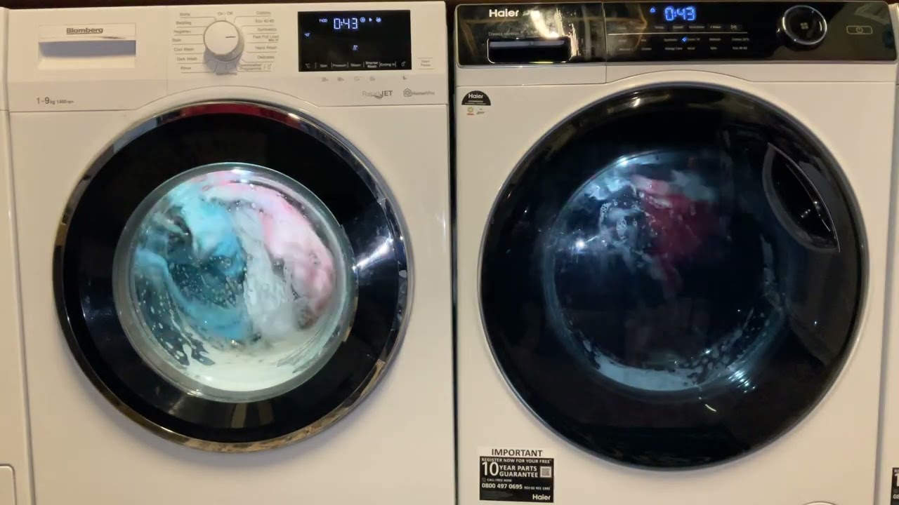 Blomberg LWF194520QW Vs Haier HW90-B14959U1 Fast Full Load 40 Vs Quick 15’ 40’c Extra Rinse 1400rpm