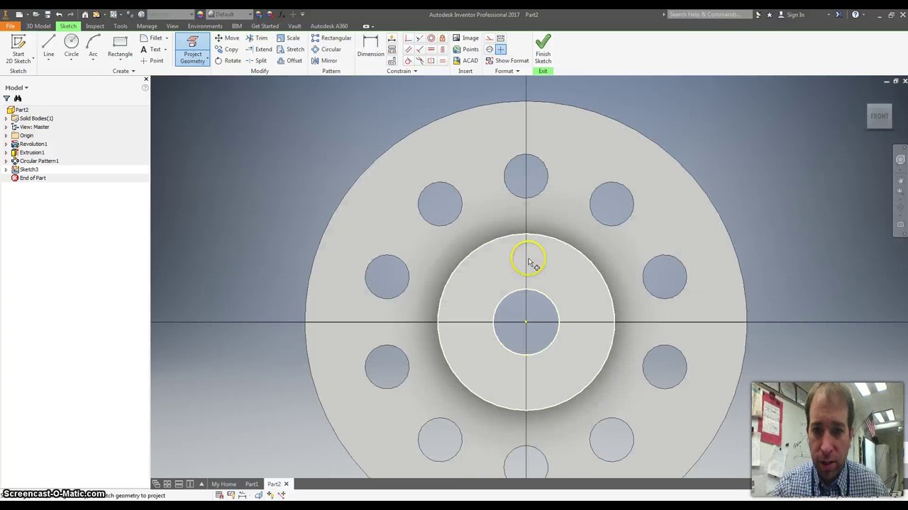 Using Circular Pattern on Inventor