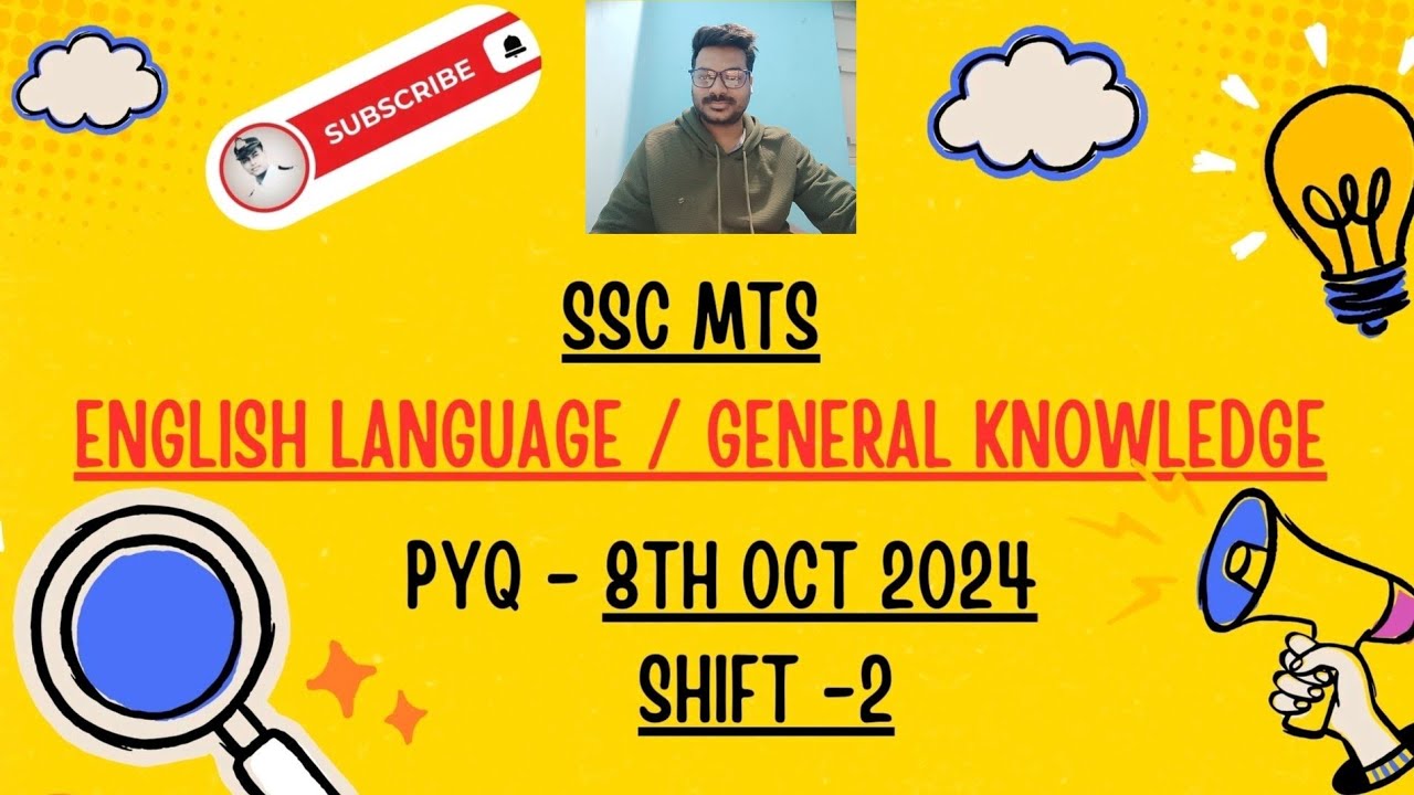 SSC MTS 2024 PYQ - 8th OCT, SHIFT - 2 ( ENG + GK) MOCK + SOLUTION 