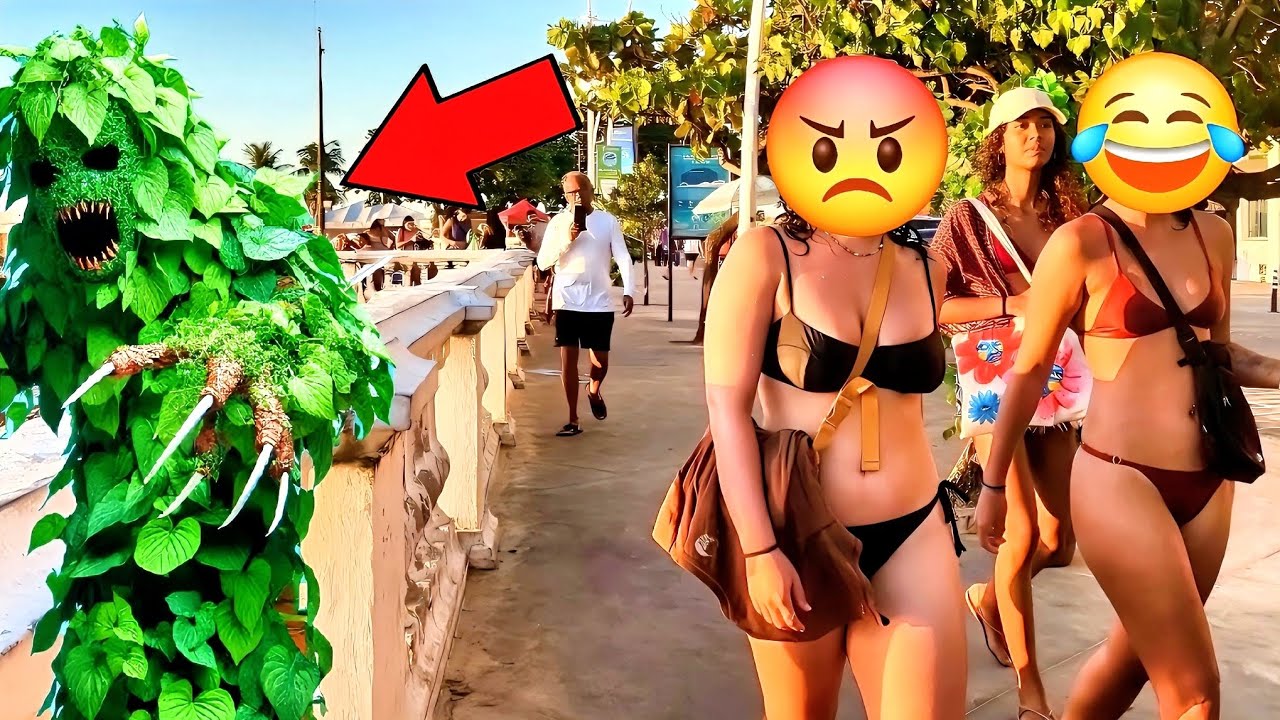 PEGADINHA: SUSTOS NA PRAIA 🌴 -  BUSHMAN PRANK 2025